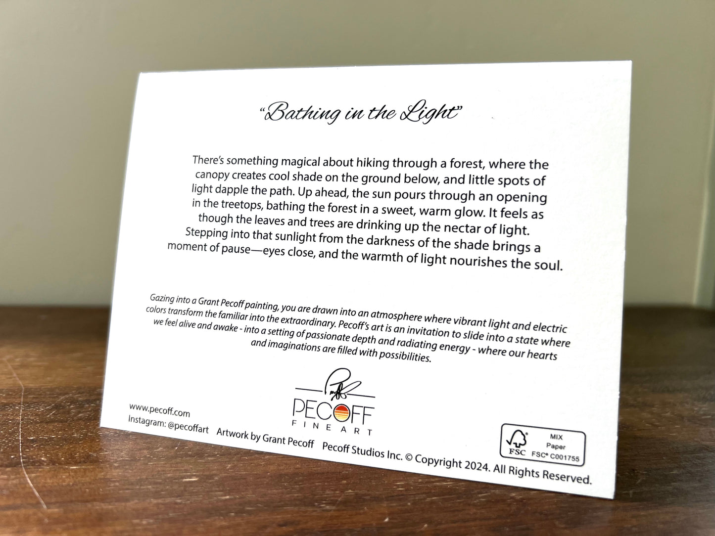 Bathing in the Light Notecard