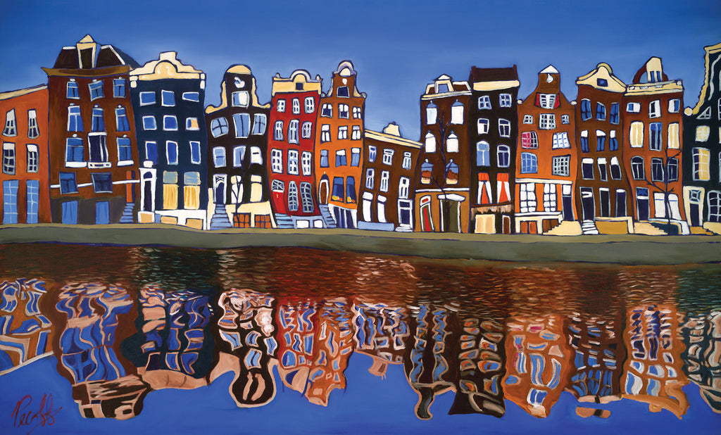 Canal Homes of Amsterdam Perfect Giclee on Metal