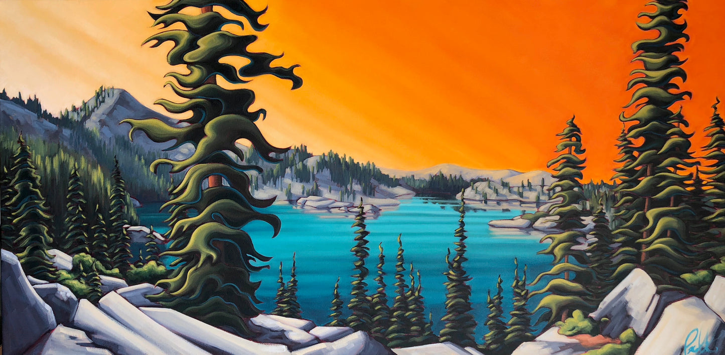 Setting Sun Over an Alpine Lake