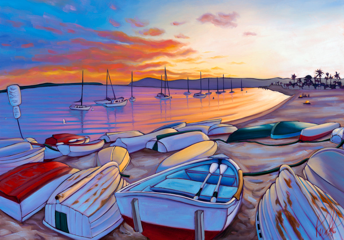 Sunset on San Diego Bay Matted Print 8x10 (11x14 mat)
