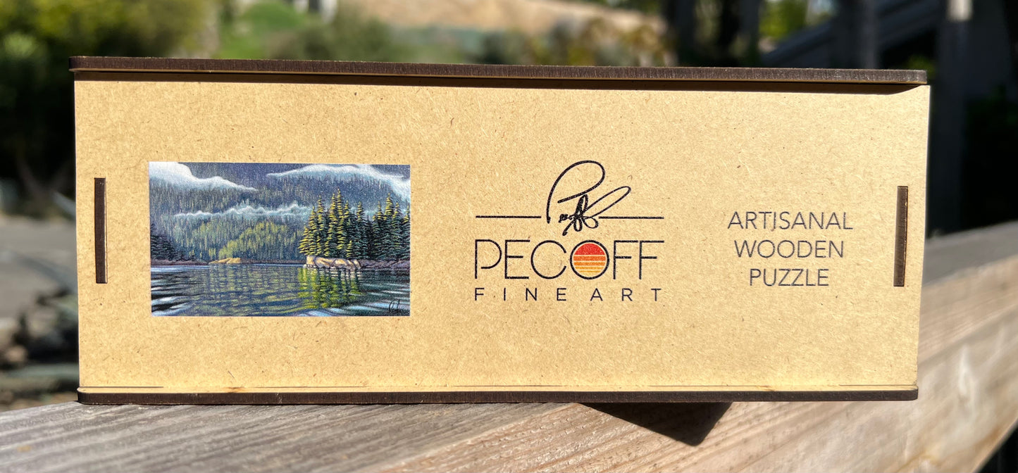 Morning Mist Drifting Through the Trees Artisanal Wooden Puzzle