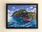 Luce del Mare Framed Metal Print- White Frame