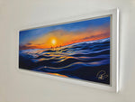 Sunset Surf Framed Metal Print- White Frame