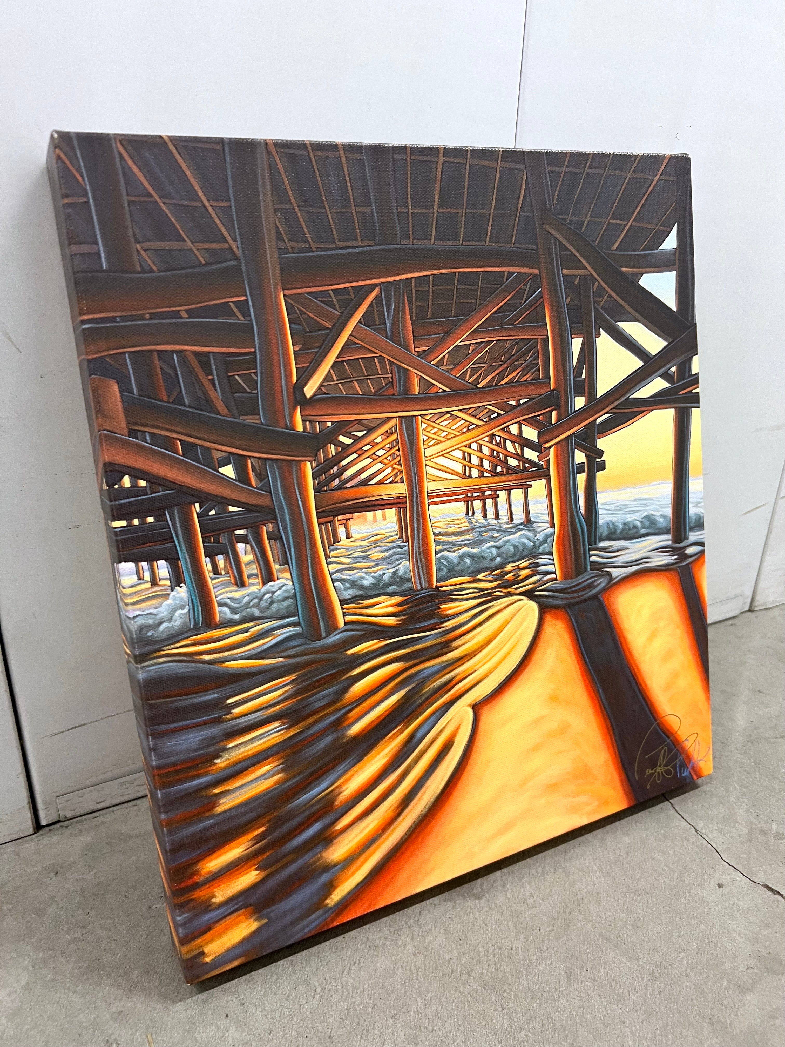 Sunset on Crystal Pier Small Canvas Giclee