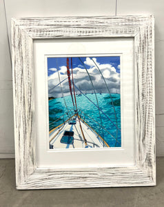 Stormy Skies Paper Print- White Weathered Frame