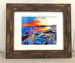 Sunset on San Diego Bay Paper Print- Espresso Weathered Frame