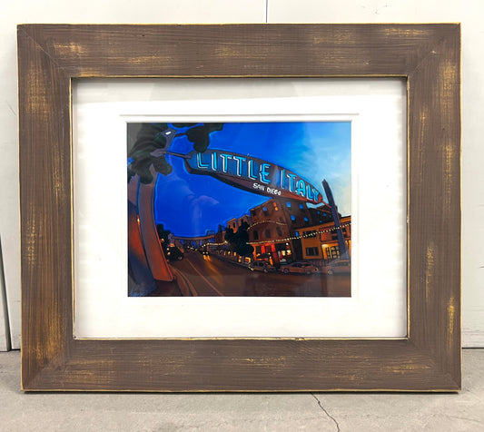 Little Italy Comes to Life Paper Print- Espresso Weathered Frame