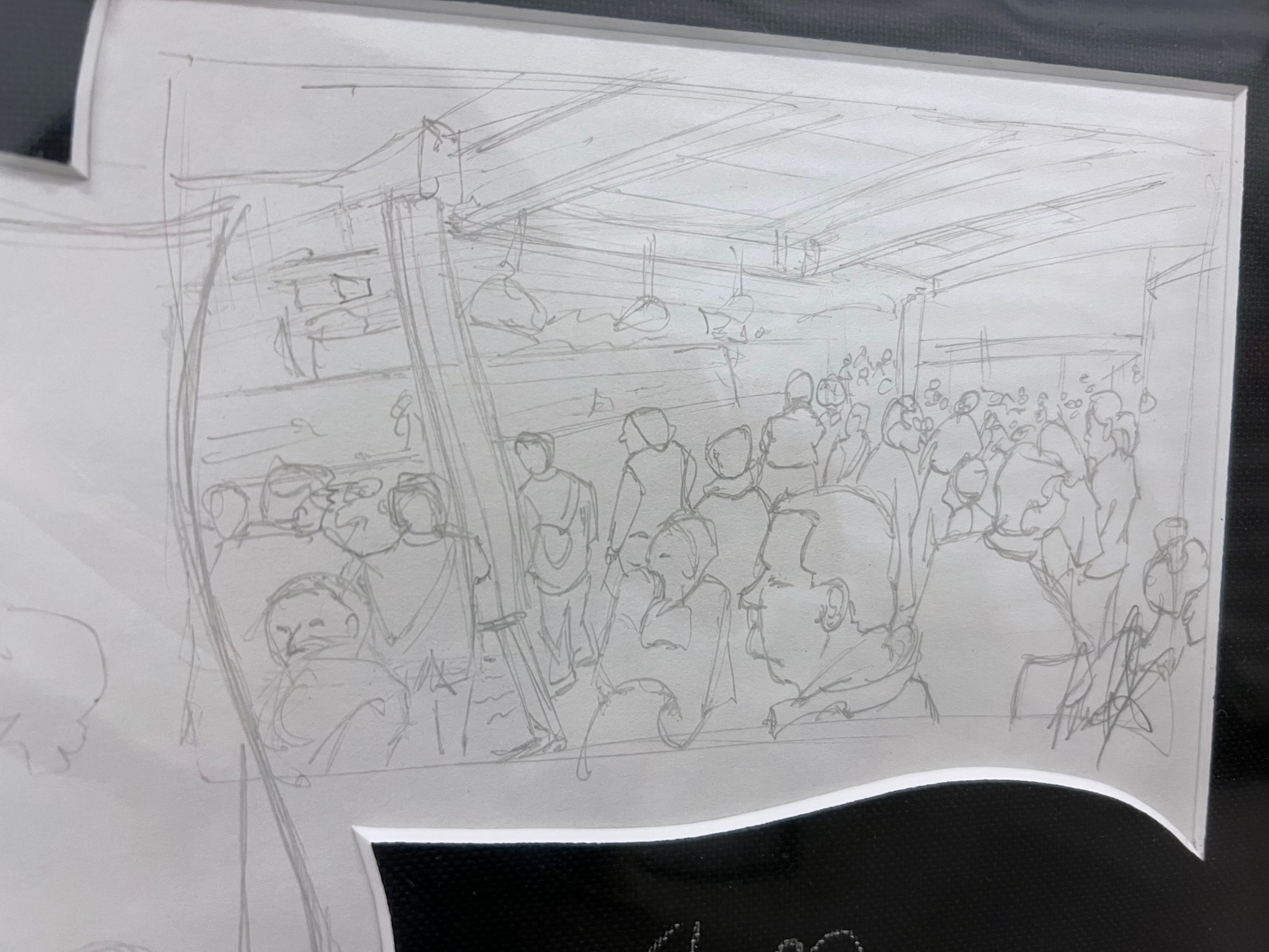 Framed Original Pencil Sketch- Pikes Place Market and Bahamian Church