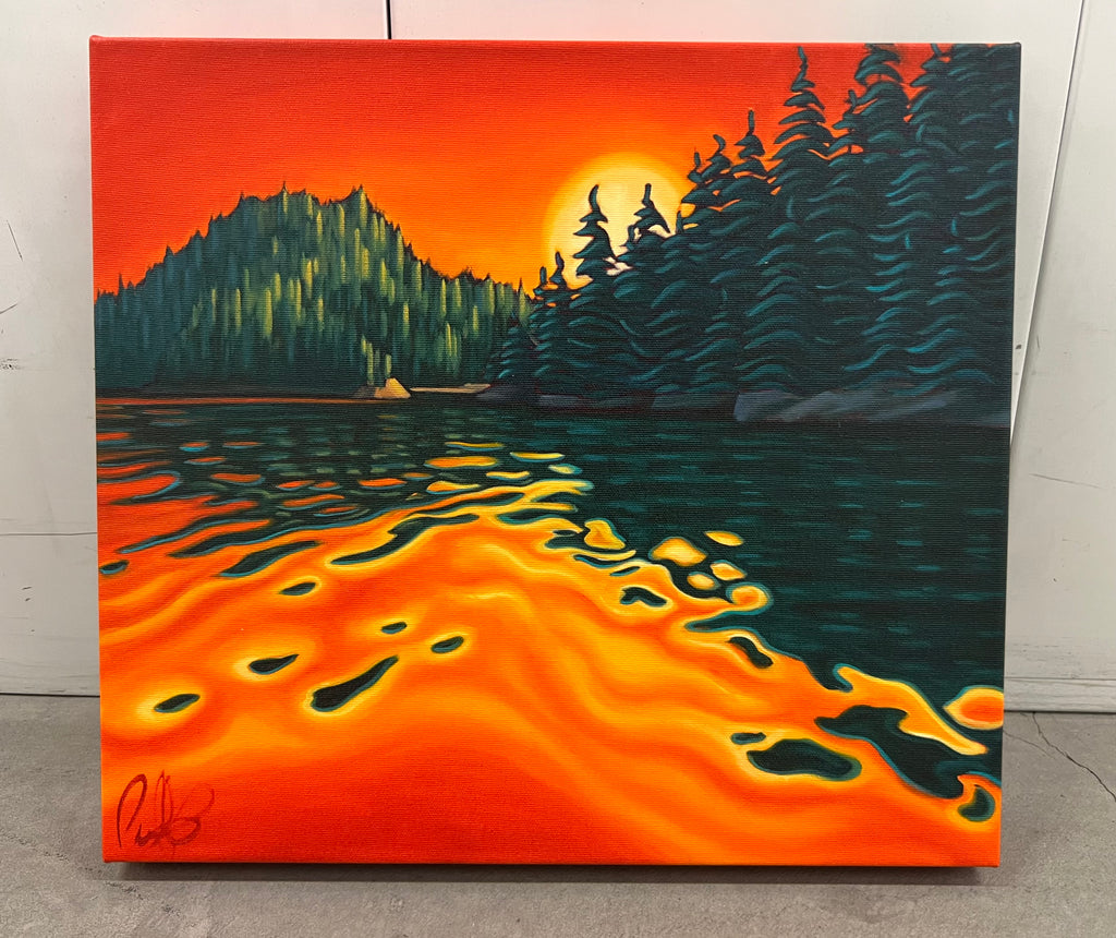 Fiery Sunset in Alaska Small Canvas Giclee