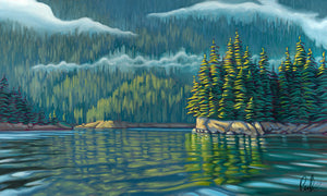 Morning Mist Drifting Through the Trees Artisanal Wooden Puzzle