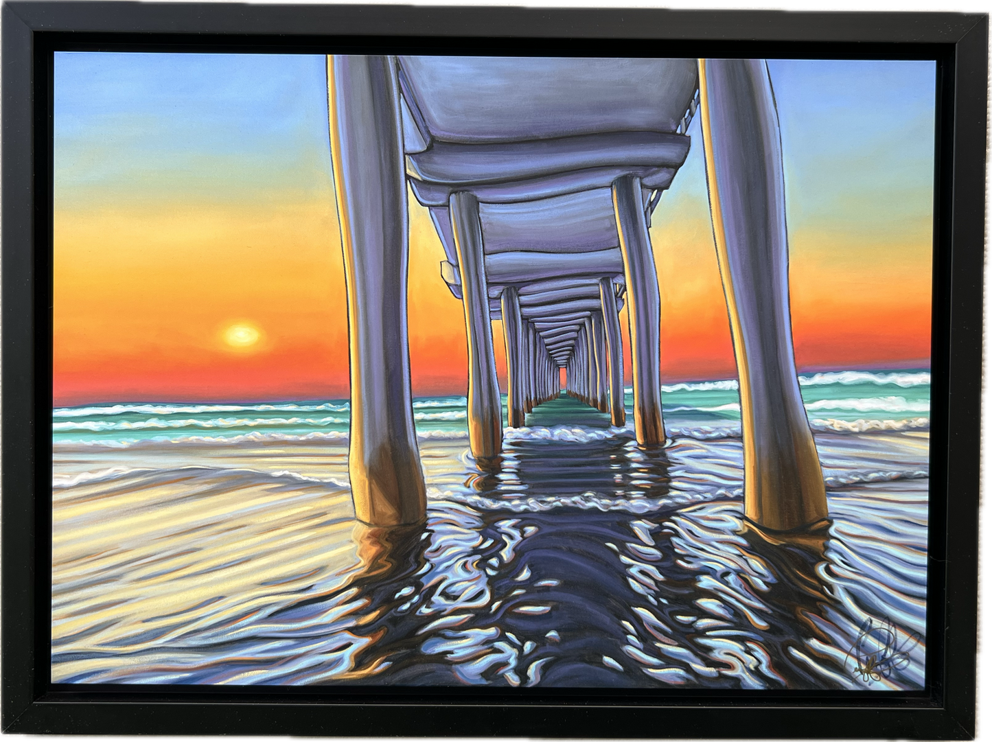 Peace at Sunset Framed Metal Print- White Frame