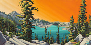 Setting Sun Over an Alpine Lake Limited-Edition on Canvas