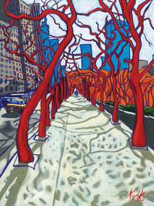 Fantastic Twisted Red Trees Perfect Giclee on Metal