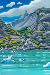 Infinite Waterfalls in the Fjords of Alaska Matted Print 8x10 (11x14 mat)