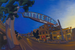 Little Italy Comes to Life Perfect Giclee on Metal