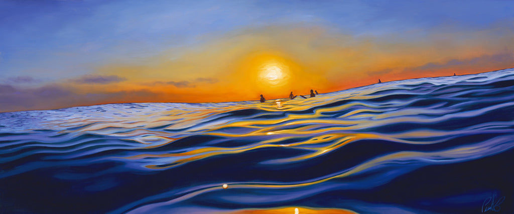 Sunset Surf Perfect Giclee on Metal