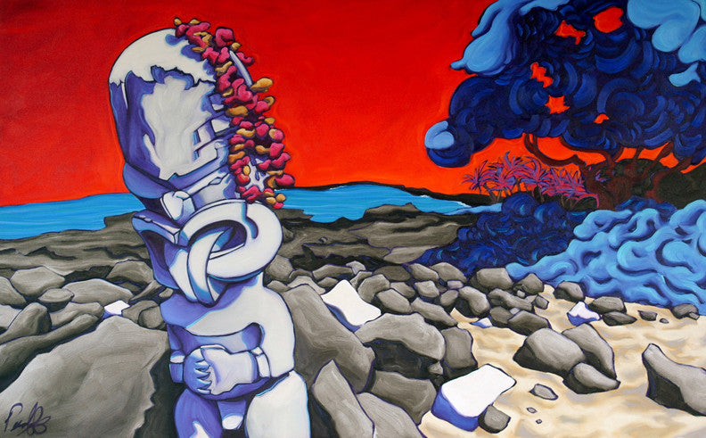 Tiki Sunset Perfect Giclee on Metal